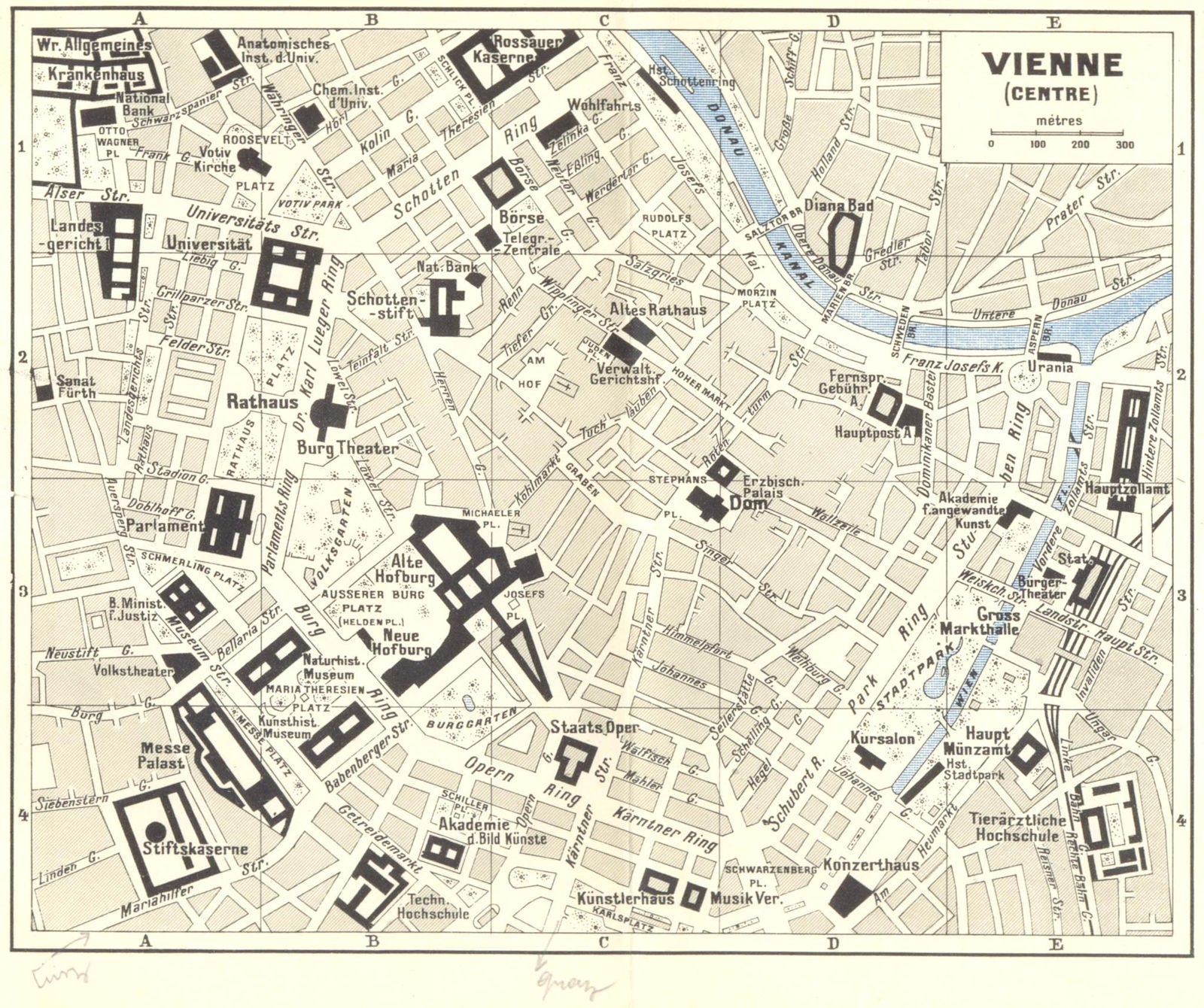 AUSTRIA. Vienna Vienne(Centre) 1954 old vintage map plan chart